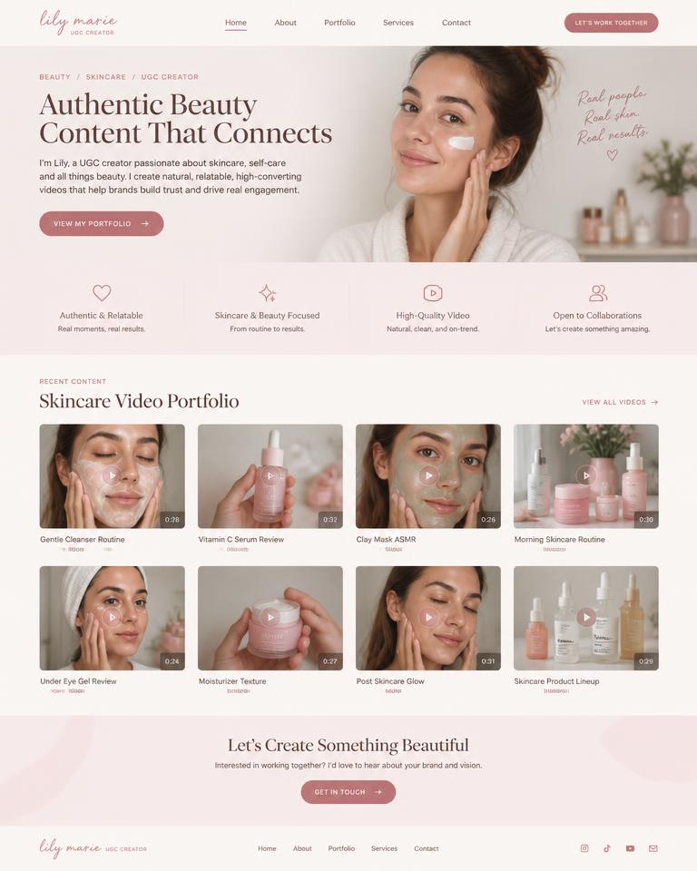 Placeholder screenshot of a Beauty UGC creator website
