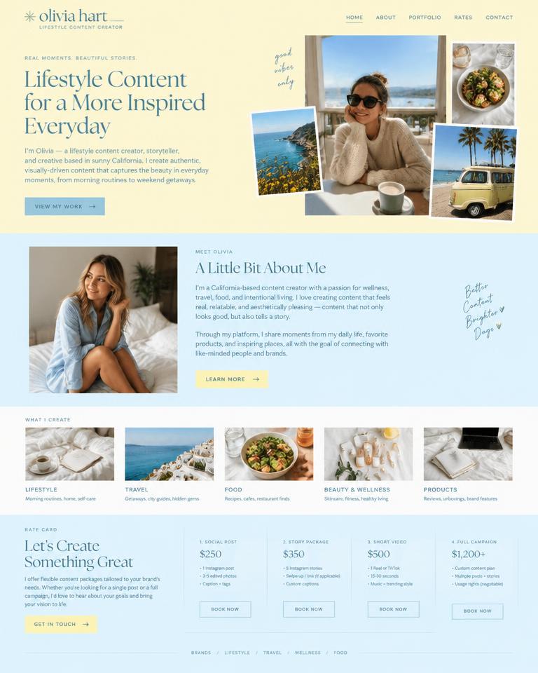 Placeholder screenshot of a Lifestyle Creator creator website